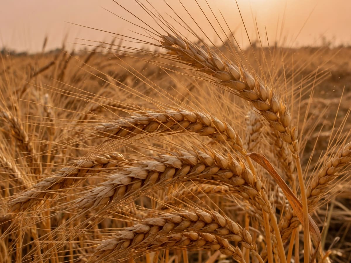 Golden wheat ears in a Punjab field