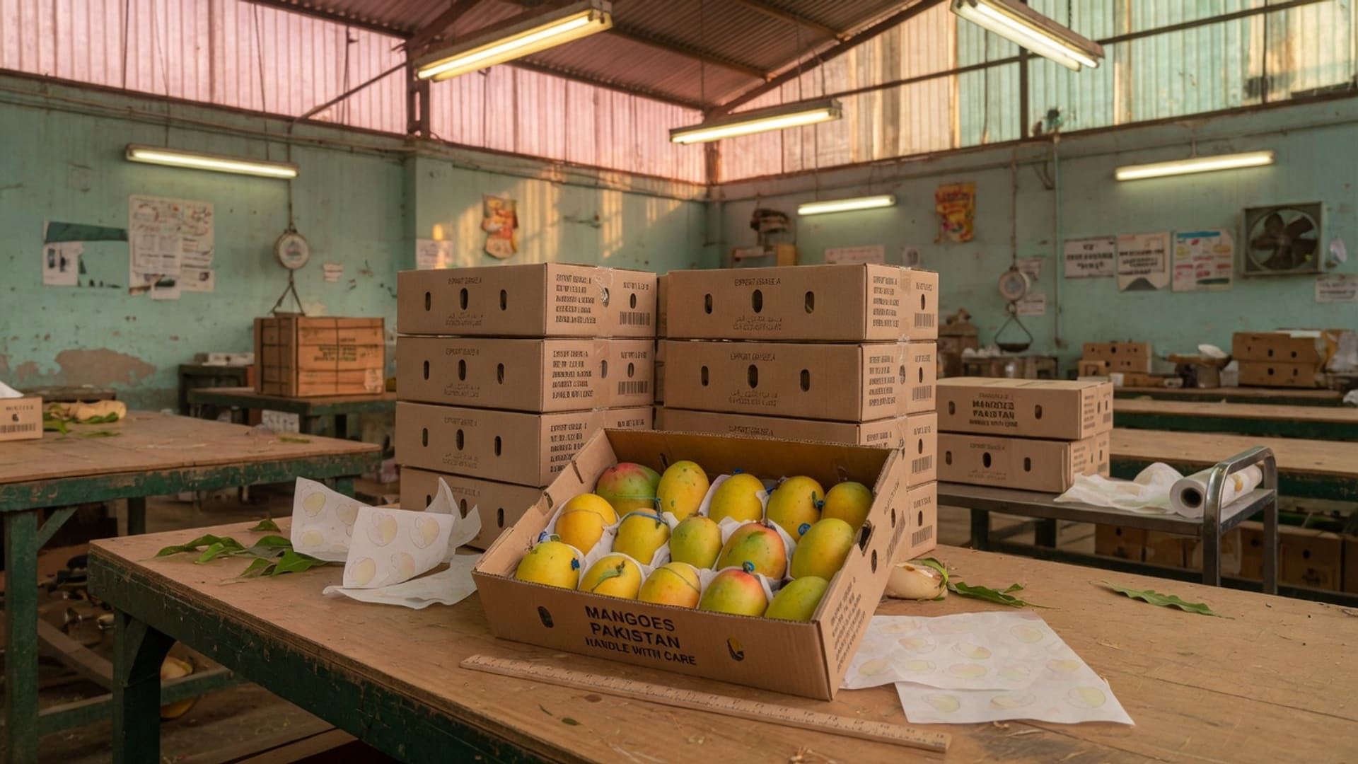 Export cartons ready for dispatch from the Zarkaar packhouse
